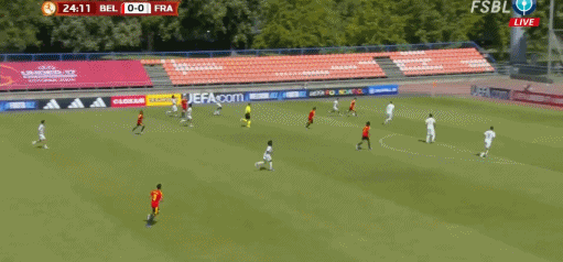 B体育官网-半场：U17比利时1-0法国U17，德里森助攻贾登-塞克破门